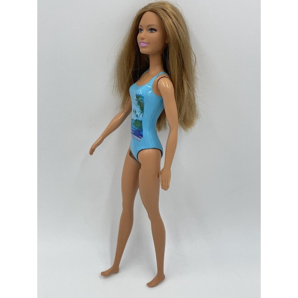 Summer Beach Tan Barbie Doll Blue Swimsuit - Picture 9 of 11